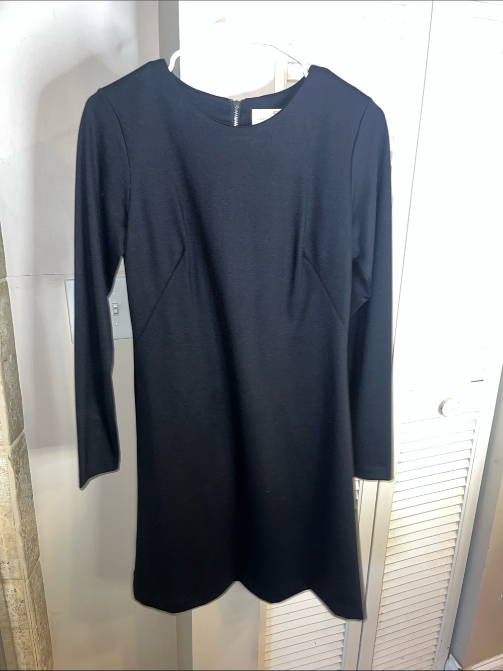 Amanda Uprichard Black Long-Sleeve Shift Dress
